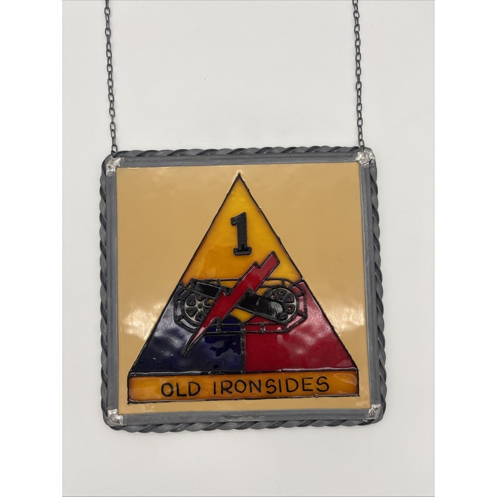 1st Armored Division Old Ironsides Stained Glass Suncatcher Military 9x9 Decor